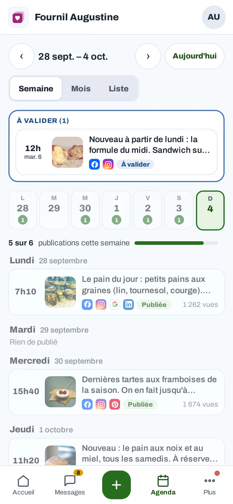 Le même agenda sur téléphone